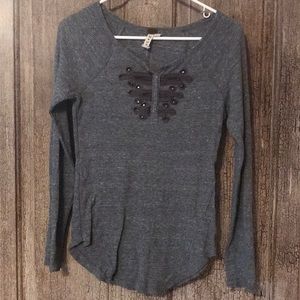 Gray Long Sleeve Blouse
